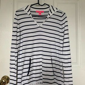 Lilly Pulitzer Women's Navy Blue/White Striped Crestwood Sweater, size XS EUC